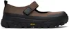Amomento Brown & Black Vibram Mary Jane Ballerina Flats In Brown