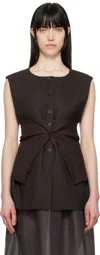 Amomento Brown Oversized Button Up Vest In Dark_brown