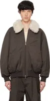 Amomento Brown Oversized Shearing Reversible Bomber Jacket In Brown