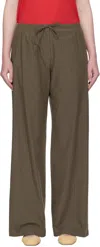 Amomento Brown Stripe Banding Lounge Pants In Green