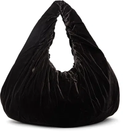 Amomento Brown Velvet Shirring Tote In Dark Brown