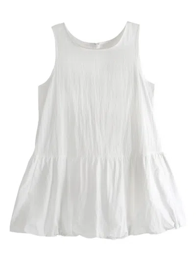Amomento Bubble-hem Sleeveless Mini Dress In White