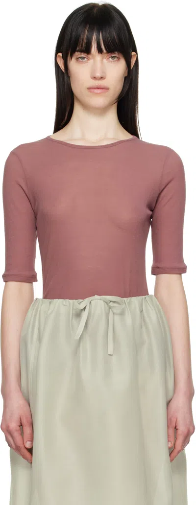 Amomento Burgundy Round Short Sleeve T-shirt In Wine