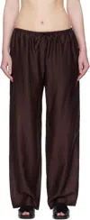 Amomento Burgundy Silky Banding Lounge Pants In Brown