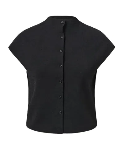 Amomento Cap-sleeve Button Cardigan In Black