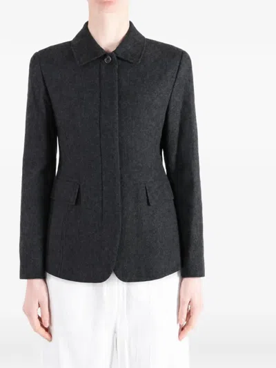 Amomento Concealed-fastening Jacket In Gray