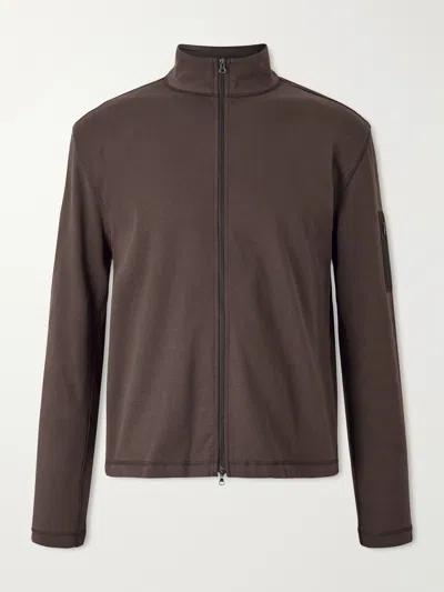 Amomento Cotton Zip-up Sweater In Brown