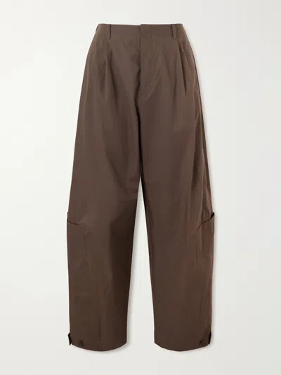 Amomento Cotton-blend Wide-leg Trousers In Brown