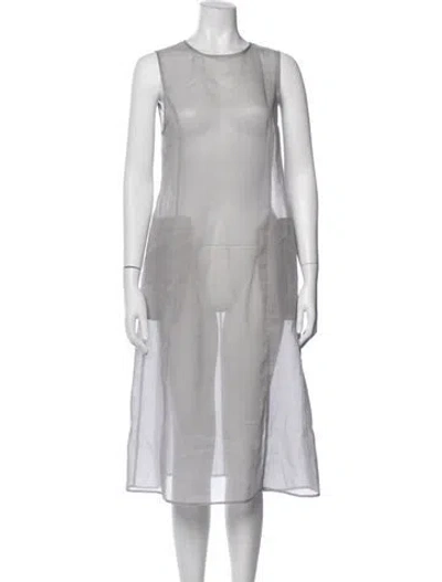 Pre-owned Amomento Crew Neck Midi Length Dress In Grey