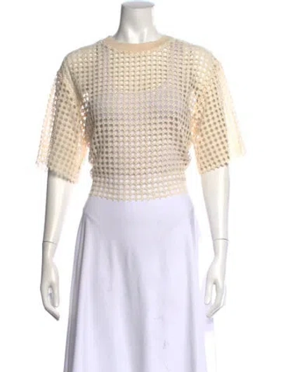 Pre-owned Amomento Crew Neck Short Sleeve Crop Top W/ Tags In Neutral