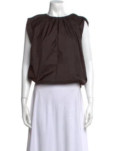 Pre-owned Amomento Crew Neck Sleeveless Top In Brown