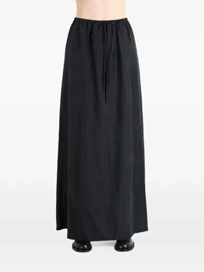 Amomento Crinkled Drawstring Maxi Skirt In Black