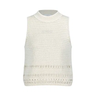 Pre-owned Amomento Crochet Knit Vest 'beige' | Tan | Women's Size 2 In Brown