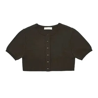 Amomento Cropped Black Cardigan In Green