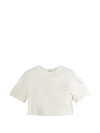Amomento Cropped Elasticated-hem Top In Neutral