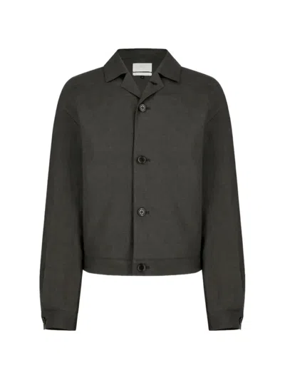 Amomento Cropped Linen Jacket In Gray