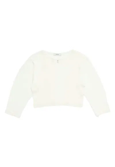 Amomento Cropped Ribbed Cardigan With Front Zipper Closure In White