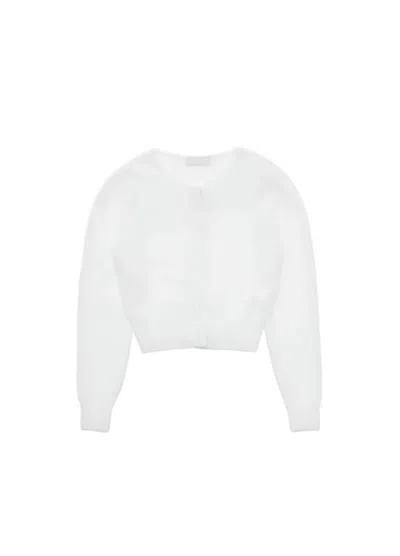 Amomento Cropped White Cardigan With Cozy Texture