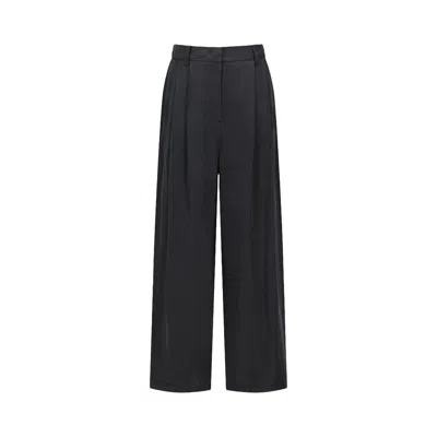 Pre-owned Amomento Cupro Two Tuck Wide Pants 'black' | Women's Size 1