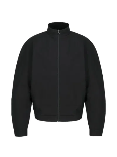 Amomento Curved-sleeve Cotton Jacket In Black