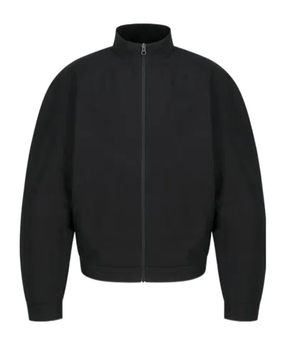 Amomento Curved-sleeve Cotton Jacket In Black