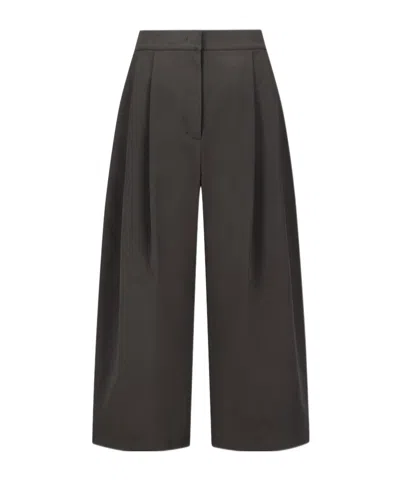Amomento Double-pleated Wide-leg Trousers In Brown