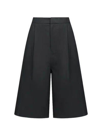 Amomento Double-tuck Wide-leg Shorts In Black