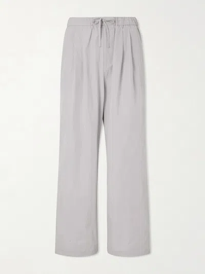Amomento Drawstring Straight-leg Woven Trousers In Gray