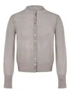 Amomento Fine-knit Button Cardigan In Gray