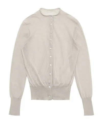 Amomento Fine-knit Button Cardigan In White