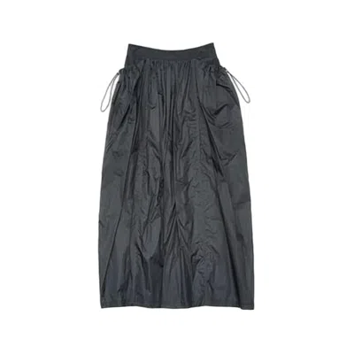 Amomento Gathered Long Skirt With Adjustable Drawstrings In Gray