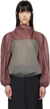 Amomento Gray & Purple Sheer Nylon Two-way Jacket In Purple