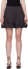 Amomento Gray Cotton Volume Shorts In Black