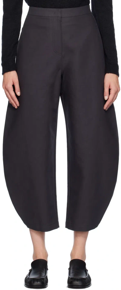 Amomento Gray Curved Leg Trousers In Charcoal