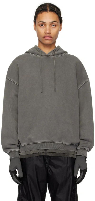 Amomento Gray Garment-dyed Hoodie In Charcoal