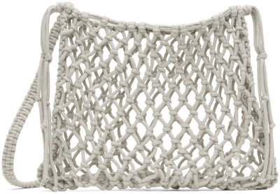 Amomento Grey Hand Made Big Crochet Bag In Neutral