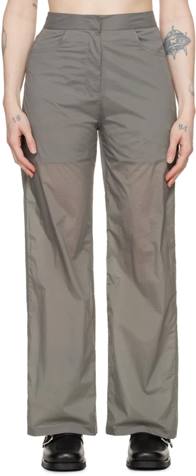 Amomento Grey Layered Reversible Trousers In Grey