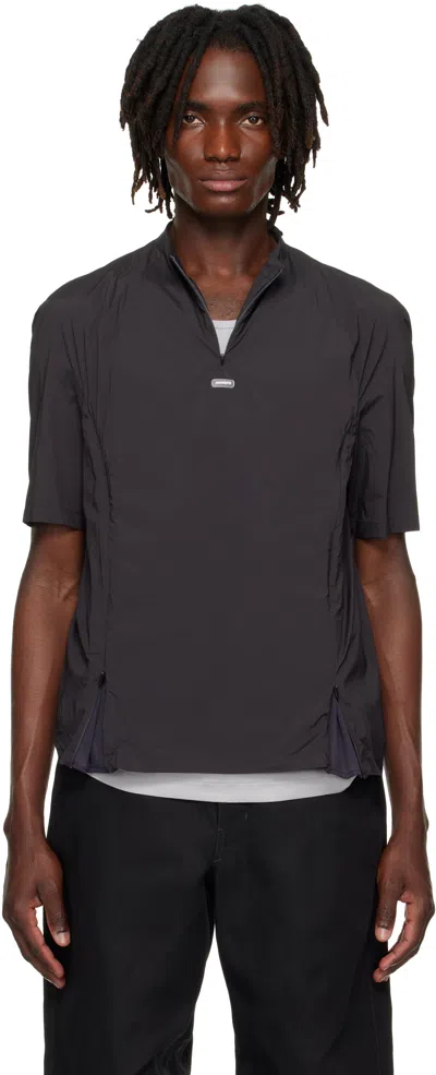 Amomento Gray Mock Neck Zip T-shirt