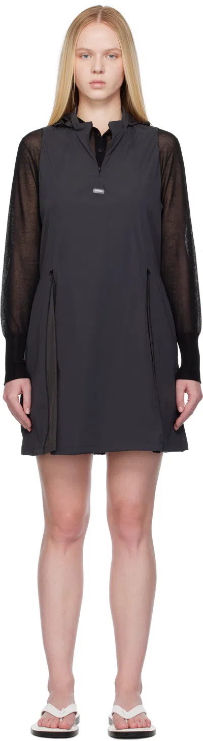 Amomento Gray Nylon Hooded Minidress