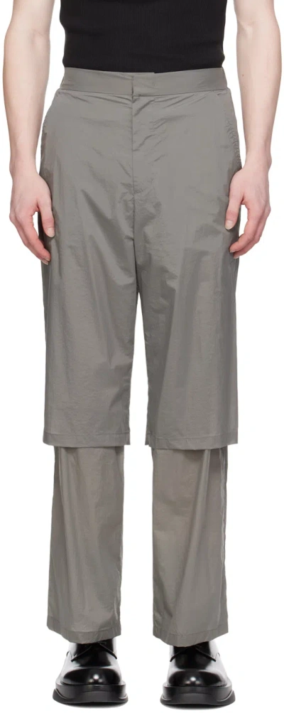Amomento Gray Semi-sheer Trousers In Grey