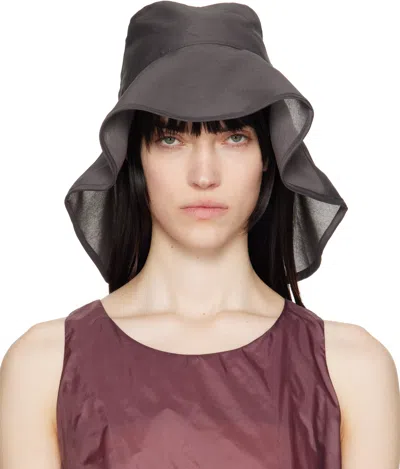 Amomento Gray Sheer Bucket Hat In Charcoal