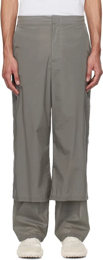 Amomento Gray Sheer Layered Trousers In Grey