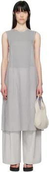 Amomento Gray Sheer Midi Dress In Grey