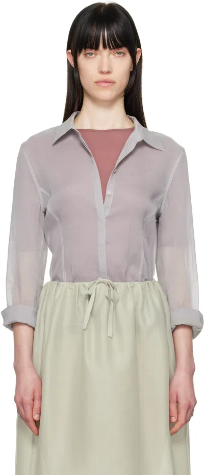 Amomento Gray Sheer Slim Fit Shirt In Grey