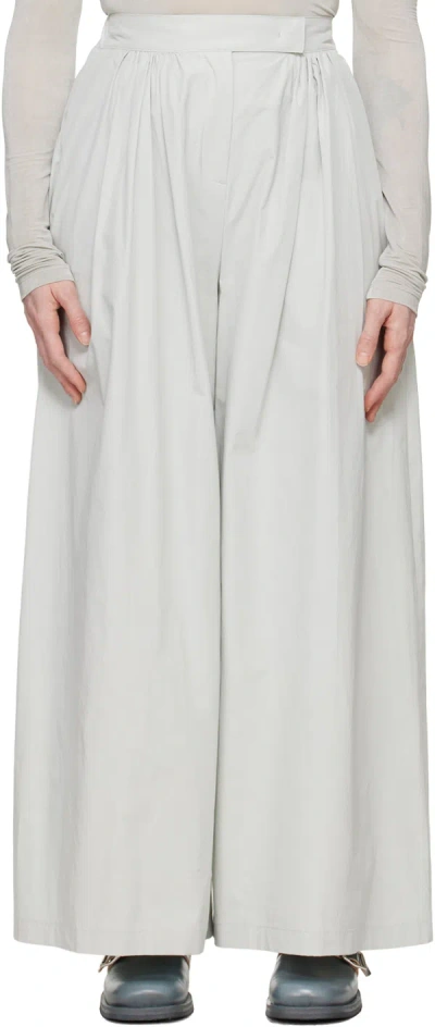 Amomento Gray Shirred Trousers In Light Grey