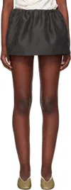 Amomento Gray Shirring Organza Belt Miniskirt In Charcoal