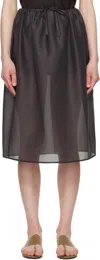 Amomento Gray Shirring Organza Midi Skirt In Charcoal