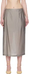 Amomento Gray Silky Midi Skirt In Gray