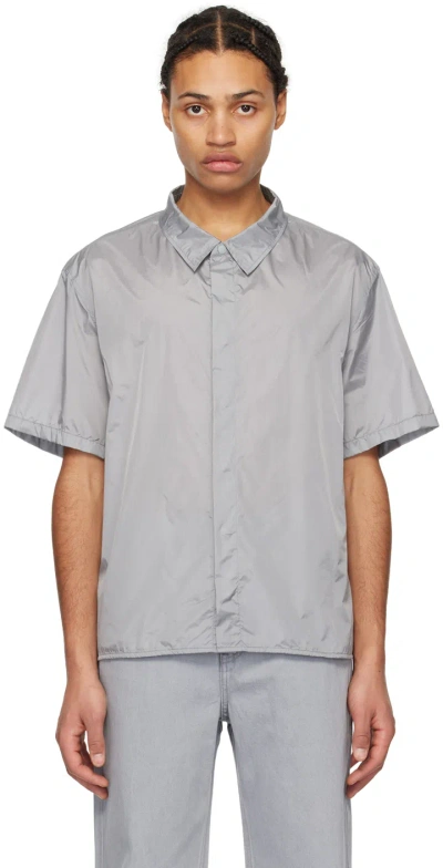 Amomento Gray Spread Collar Shirt In Blue Grey