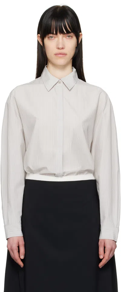 Amomento Gray Stripe Oversized Shirt